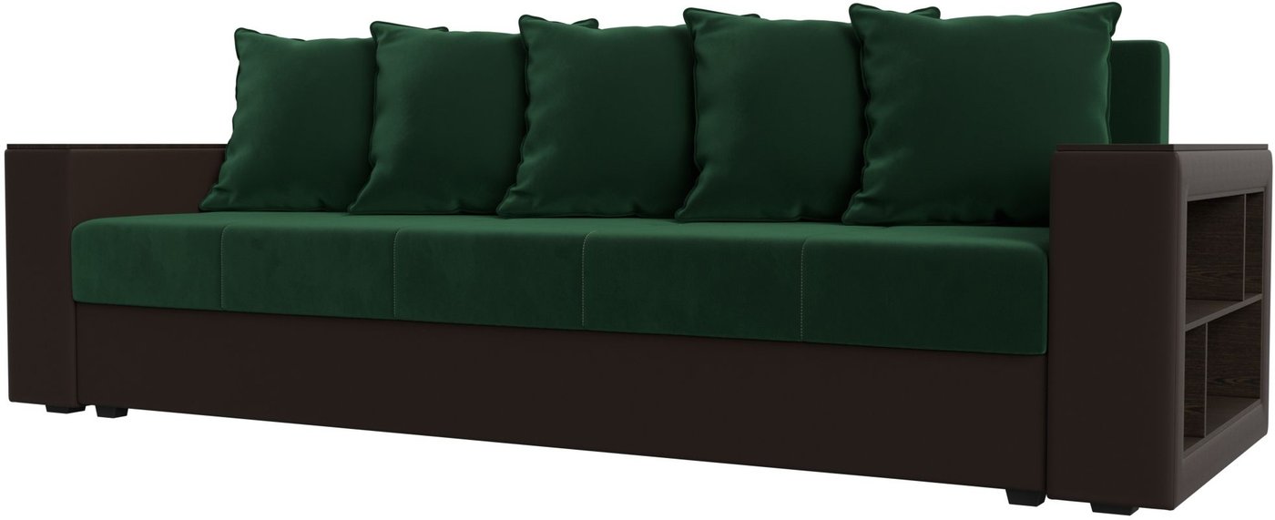 

Диван Лига диванов Дубай Лайт 114426 (велюр зеленый/экокожа коричневая)