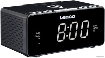 Настольные часы с беспроводной зарядкой Lenco CR-550BK