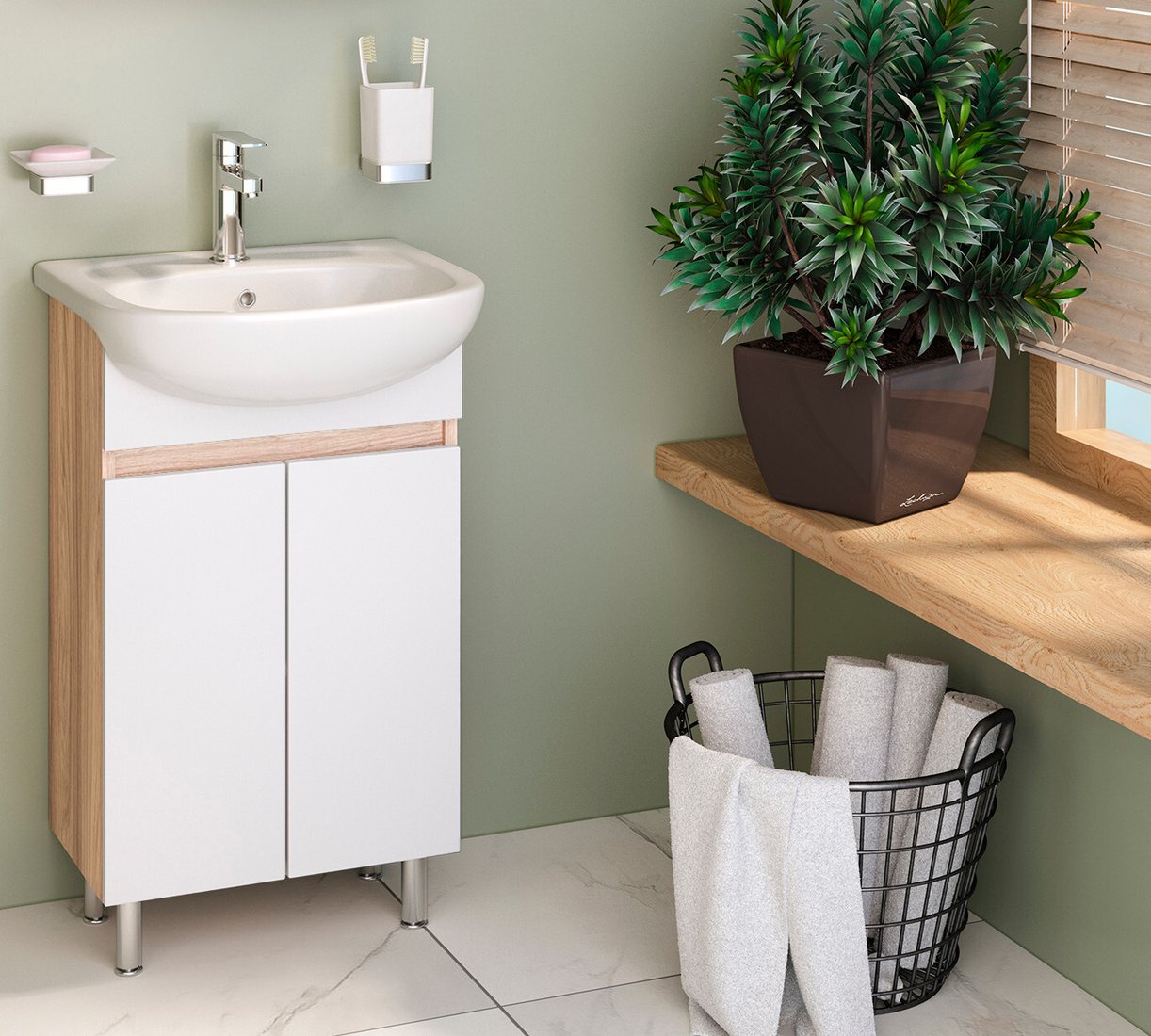 

Runo Тумба под умывальник Лада 50 (напольная, блэквуд/белый)