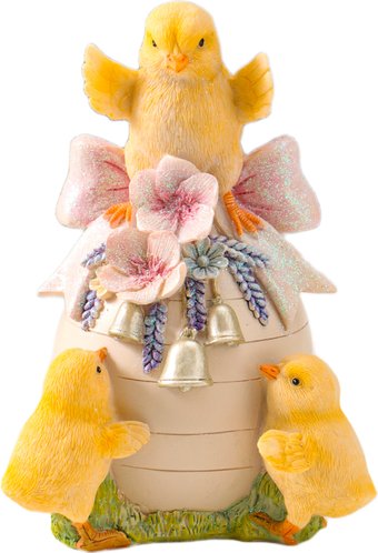 Статуэтка Sima-Land Цыплята с яичком с розовыми цветами и колокольчиками 10927862