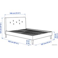 Кровать Ikea Иданэс 200x180 (бледно-розовый, гуннаред) 704.589.53