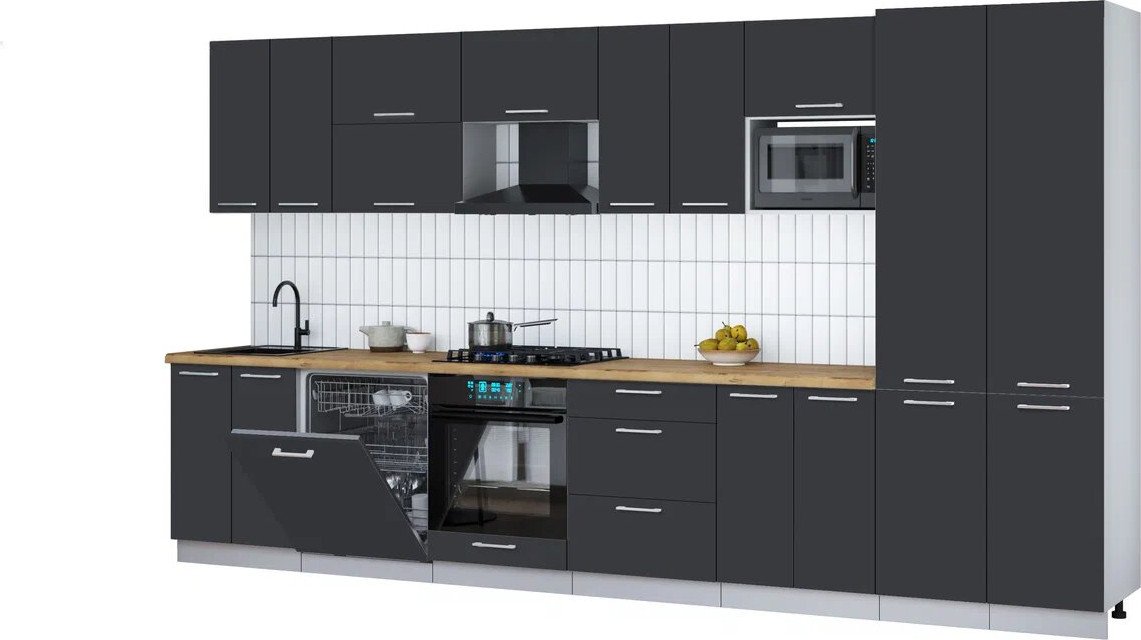 

Готовая кухня Интерлиния Мила Gloss 3.8-ПМ2 (пепел/пепел/дуб бунратти)