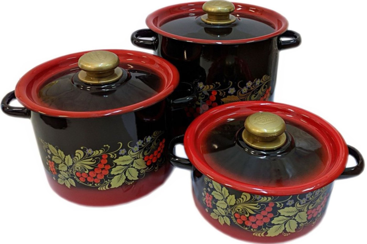 

Набор кастрюль Сибирские товары Рябинка N16L05 (красный/черный)