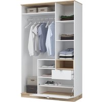 Шкаф распашной Стендмебель Юкки ШК 1Я 1350 3х створчатый с зеркалом (белый/дуб делано) в Солигорске