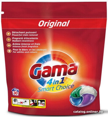 Капсулы для стирки Gama Универсальный 4 в 1 Smart Choice 30 шт