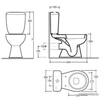 Унитаз напольный Керамин Позитано (бачок, сиденье полипропилен, 2-реж. И-СБ2-НпрРФК-Хк-М)