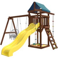 Игровой комплекс National Tree Company c качелями лодочка и подвесным плетеным креслом IgroWoods ДП-2 Premium