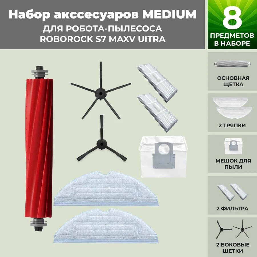 

Набор аксессуаров USBTOP для Roborock S7 MaxV UItra (черные боковые щетки) 558478