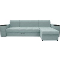 Угловой диван Сириус Лидер-13 с оттоманкой НПБ 330x165 (Eva 25 велюр светло-зеленый)