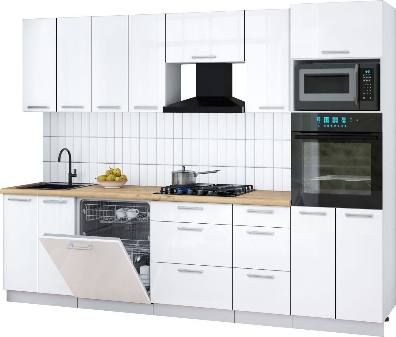 

Готовая кухня Интерлиния Мила Gloss 2.8-ПМ1 (белый глянец/белый глянец/дуб бунратти)