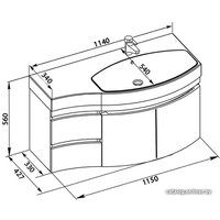  Aquanet Тумба под умывальник Опера 115 R (белый, 2 дверцы, 2 ящика)