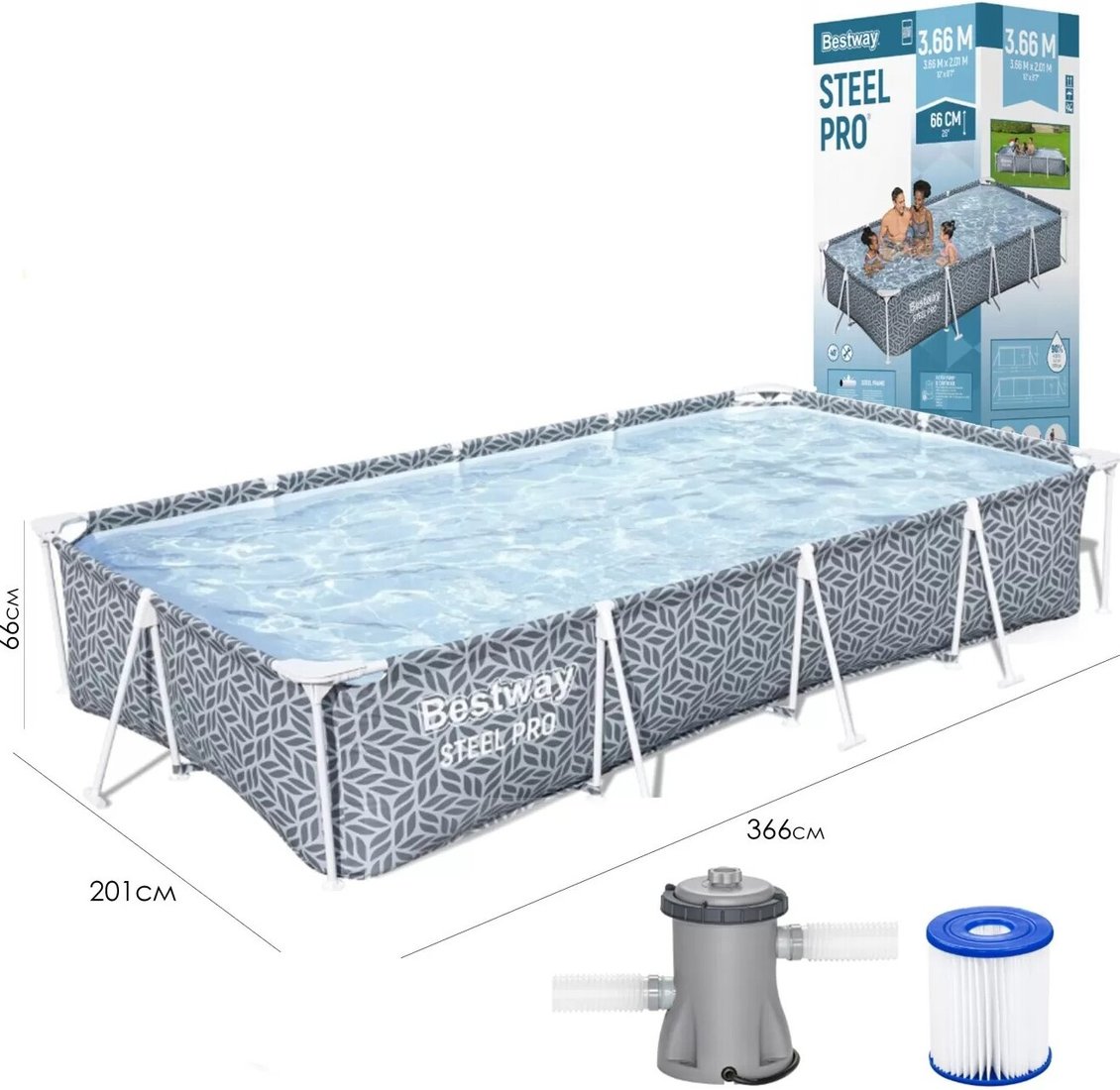 

Каркасный бассейн Bestway 366x201x66см 561FV