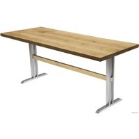 Кухонный стол Buro7 Двутавр 180 (классика, дуб натуральный/серебро)