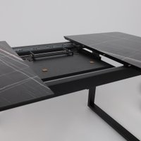 Кухонный стол Lepremo AV 1208 HPL+МДФ раздвижной 1200-1600x800 (черный тунис/черный)