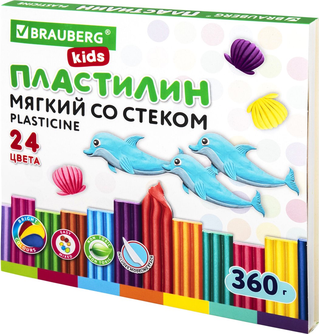 

Пластилин восковой BRAUBERG Kids 106498 (24 цв)