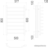 Полотенцесушитель TERMINUS Виктория П8 500x800 нп (хром)