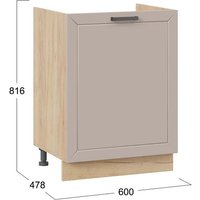 Шкаф напольный Трия Лорас 1Н6М с одной дверью (дуб крафт золотой/холст латте) в Солигорске