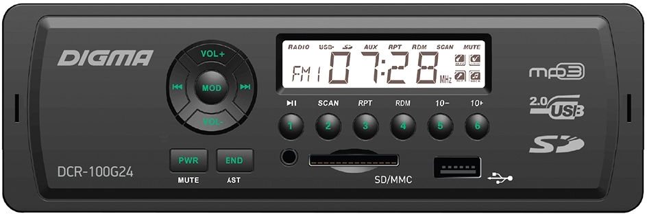 

USB-магнитола Digma DCR-100G24