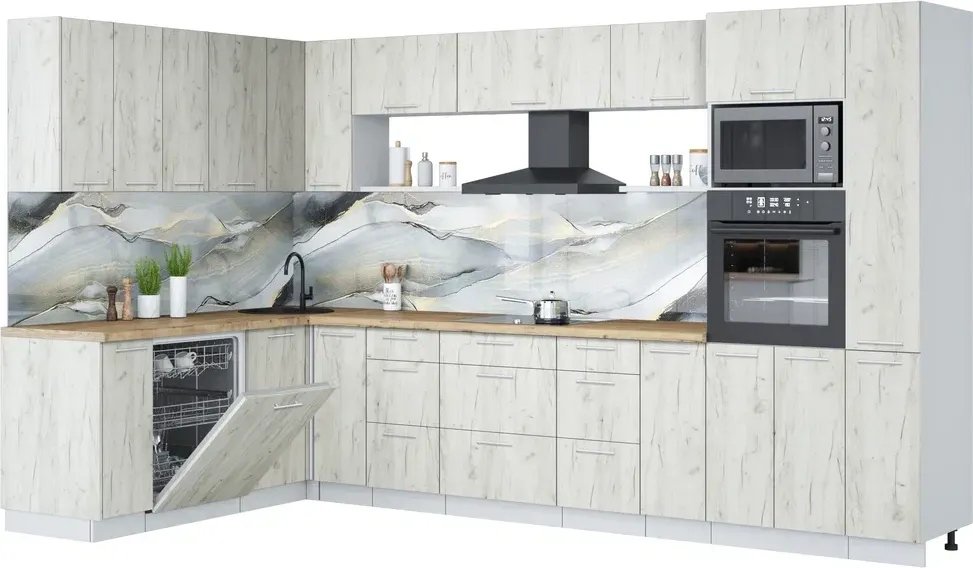 

Готовая кухня Интерлиния Мила Лайт 1.896х3.48 (дуб белый/дуб белый/дуб бунратти)