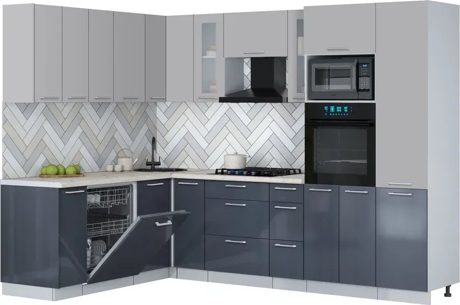 

Готовая кухня Интерлиния Мила Gloss 1.896х2.78 (асфальт глянец/грей/бискайская сосна)