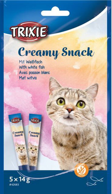 

Лакомство для кошек Trixie Creamy Snacks White Fish (сливочная закуска с белой рыбой) 5x14 г