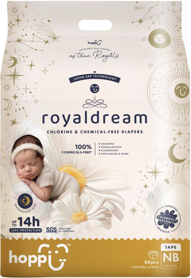 Подгузники Hoppi RoyalDream для новорожденных до 5кг HB-040-NB (66шт)