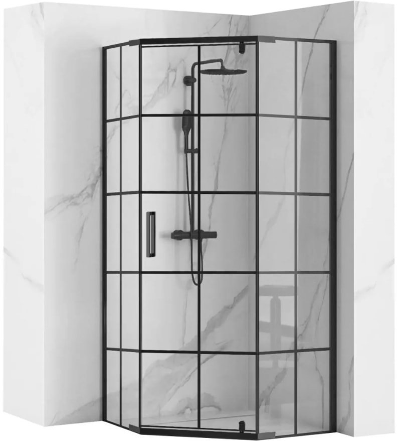 

Душевой уголок Rea Hex 80x80 (черный/прозрачное стекло)