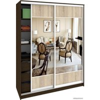 Шкаф-купе Кортекс-мебель Сенатор ШК10 Геометрия ДСП с зеркалом (венге/дуб сонома) в Лиде