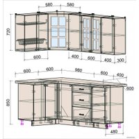 Готовая кухня Интерлиния Мила Деко 1.2x2.0 (слоновая кость/кастилло темный)