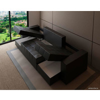 П-образный диван Настоящая мебель Константин (независимый пружинный блок, вельвет, черный)