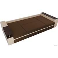 П-образный диван Лига диванов Майами 103054 (микровельвет/экокожа, коричневый/бежевый/бежевый)