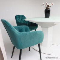 Кухонный стол Аврора Корсика стекло 120-151.5x80 (мрамор белый 2/белый матовый)