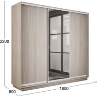 Шкаф-купе Трия Румер-2 СШК 3.180.60-11.13.11 3-х дверный (ясень шимо светлый/ясень шимо светлый/зеркало)