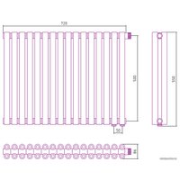 Стальной трубчатый радиатор Сунержа Эстет-00 EU50 500х720 16 секций (сатин)