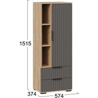 Шкаф-пенал Трия Хилтон исп.2 (дуб крафт золотой/графит матовый) в Солигорске