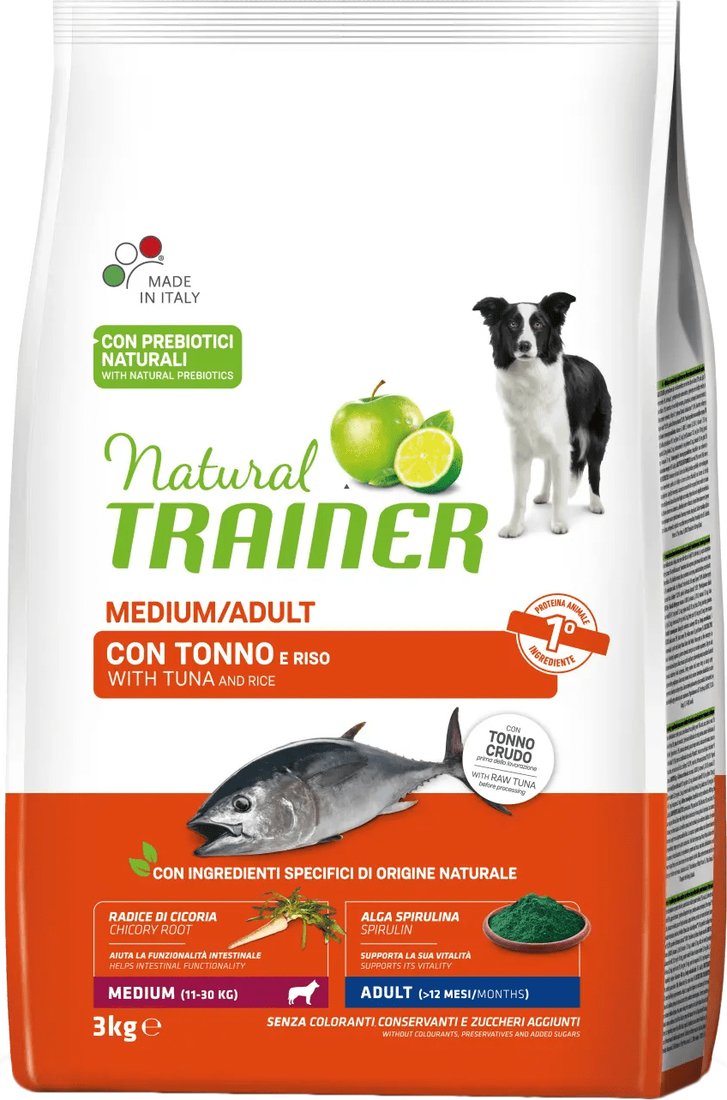 

Сухой корм для собак Trainer Natural Adult Medium with Tuna (для взрослых средних пород с тунцом, рисом и морскими водорослями) 3 кг
