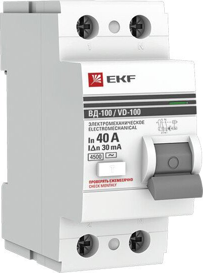 

Устройство защитного отключения EKF PROxima ВД-100 2P 40А 30мА elcb-2-40-30-em-pro