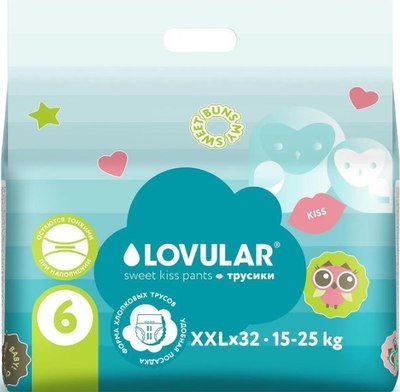 

Подгузники Lovular Sweet Kiss XXL 15-25 кг (32 шт)