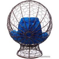 Кресло M-Group Кокос на подставке 11590210 (коричневый ротанг/синяя подушка)