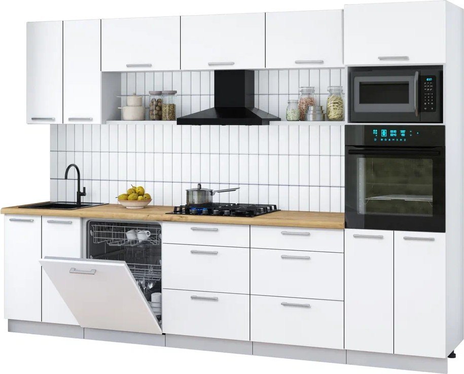 

Готовая кухня Интерлиния Мила Gloss 3.0-ПМ1 (белый/белый/дуб бунратти)