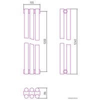 Стальной трубчатый радиатор Сунержа Эстет-11 1200х135 3 секции (белый)