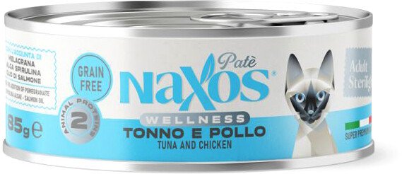 

Консервированный корм для кошек Naxos Adult курица/тунец 85 г