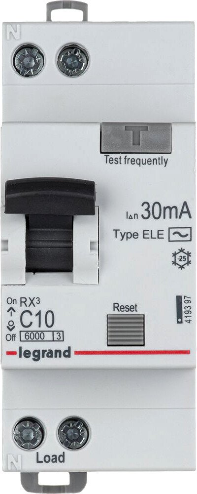 

Дифференциальный автомат Legrand RX3 1P+N C 10А 30мА 6кА 2М AC 419397