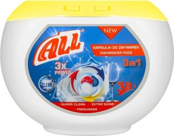 Капсулы для посудомоечной машины All 3in1 3X Power (38 шт)