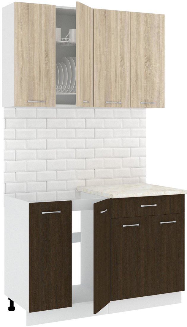 

Готовая кухня Кортекс-мебель Корнелия Лира-лайт 1.2м (дуб сонома/венге/королевский опал)