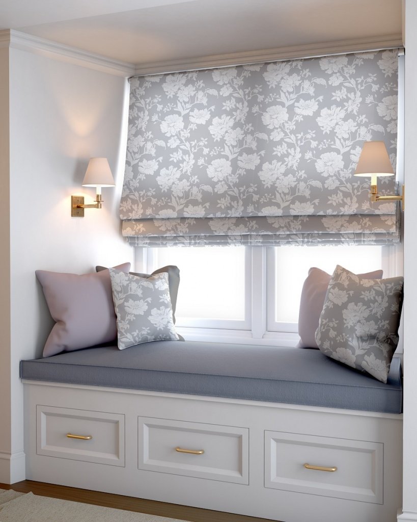 

Римская штора Jalux Цветы 0466/4 80x170 (серый)