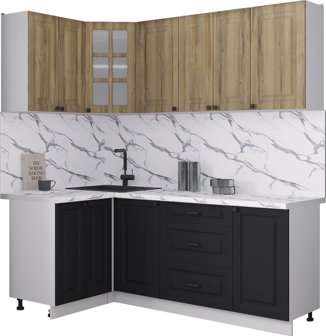 

Готовая кухня Интерлиния Мила Деко 1.2x2.0 (черный/дуб вотан/белый гранит)