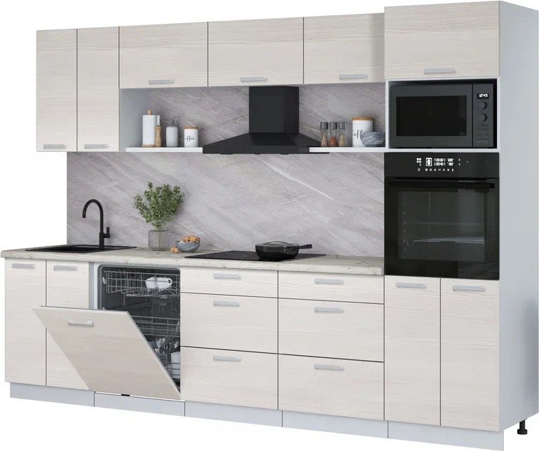 

Готовая кухня Интерлиния Мила Лайт 3.0-ПМ1 (вудлайн кремовый/вудлайн кремовый/бискайская сосна)