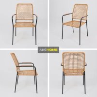 Садовый стул AksHome Bergamo (PE, иск.роттанг, черный+коричневый)