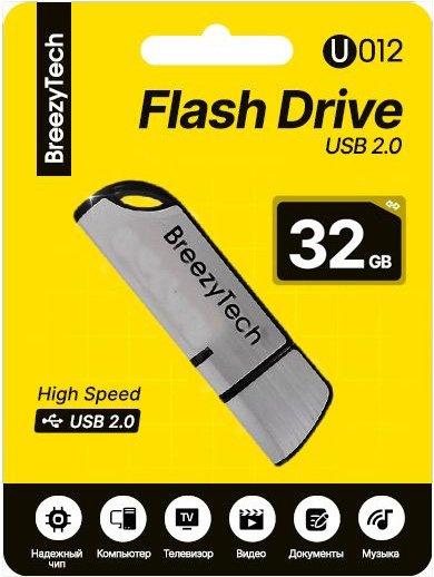 

USB Flash BreezyTech U012 32GB (серебристый/черный)